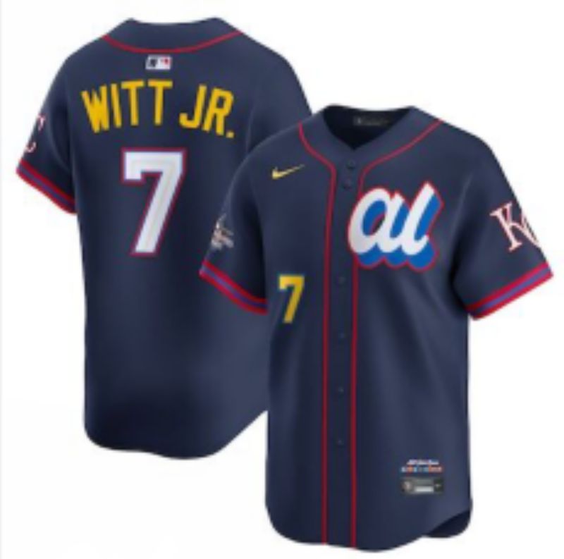 Men 2025 Kansas City Royals #7 Witt jr Drak Blue All star Blank Blue Nike MLB Jersey style 2
